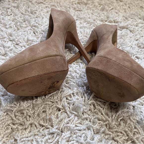 Jimmy Choo suede neutral pumps heels platform 37 US 7 beige tan - Picture 14 of 14